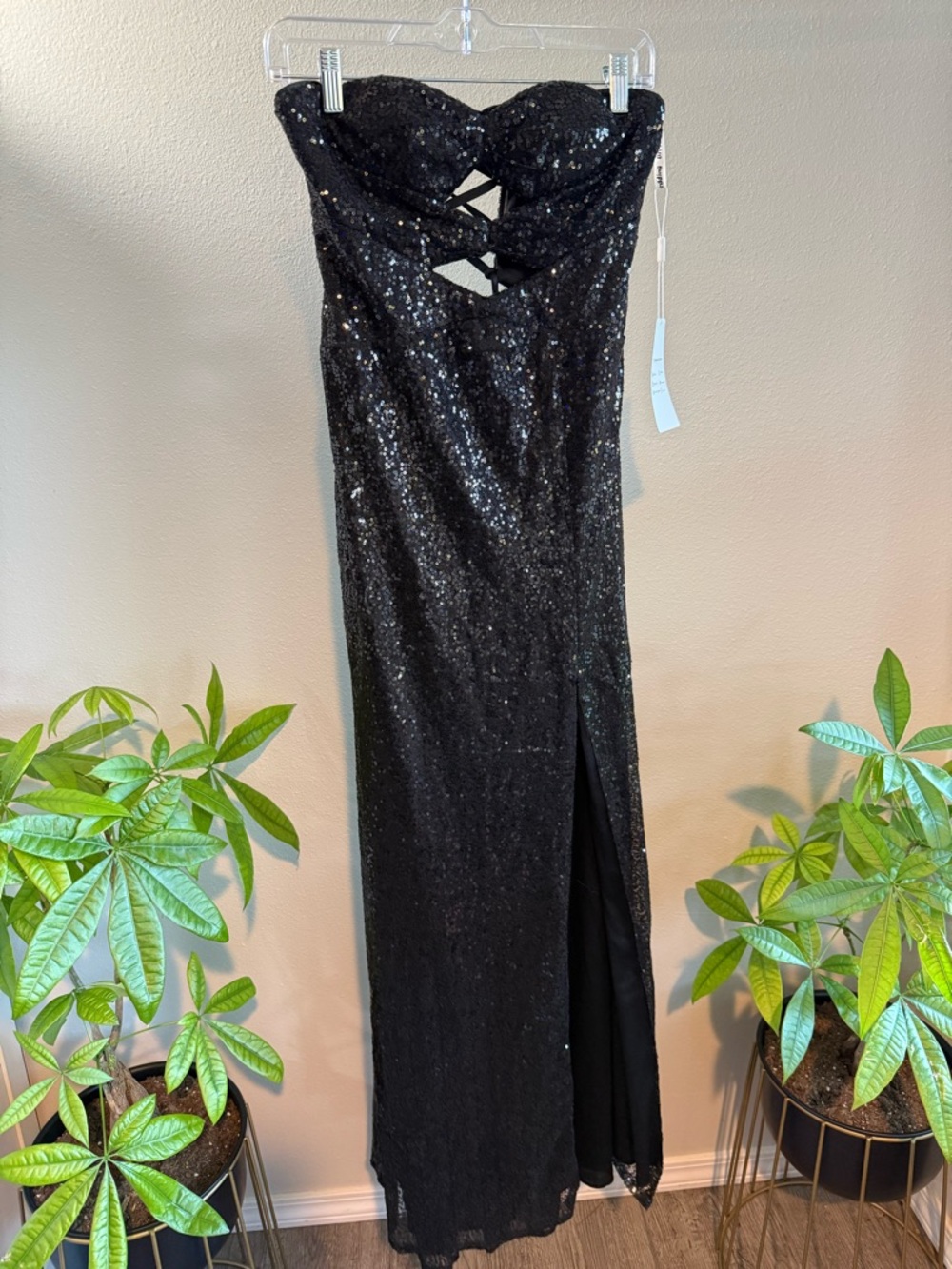 Black Sequin Strapless Formal Gown – Size 2 (NWT)